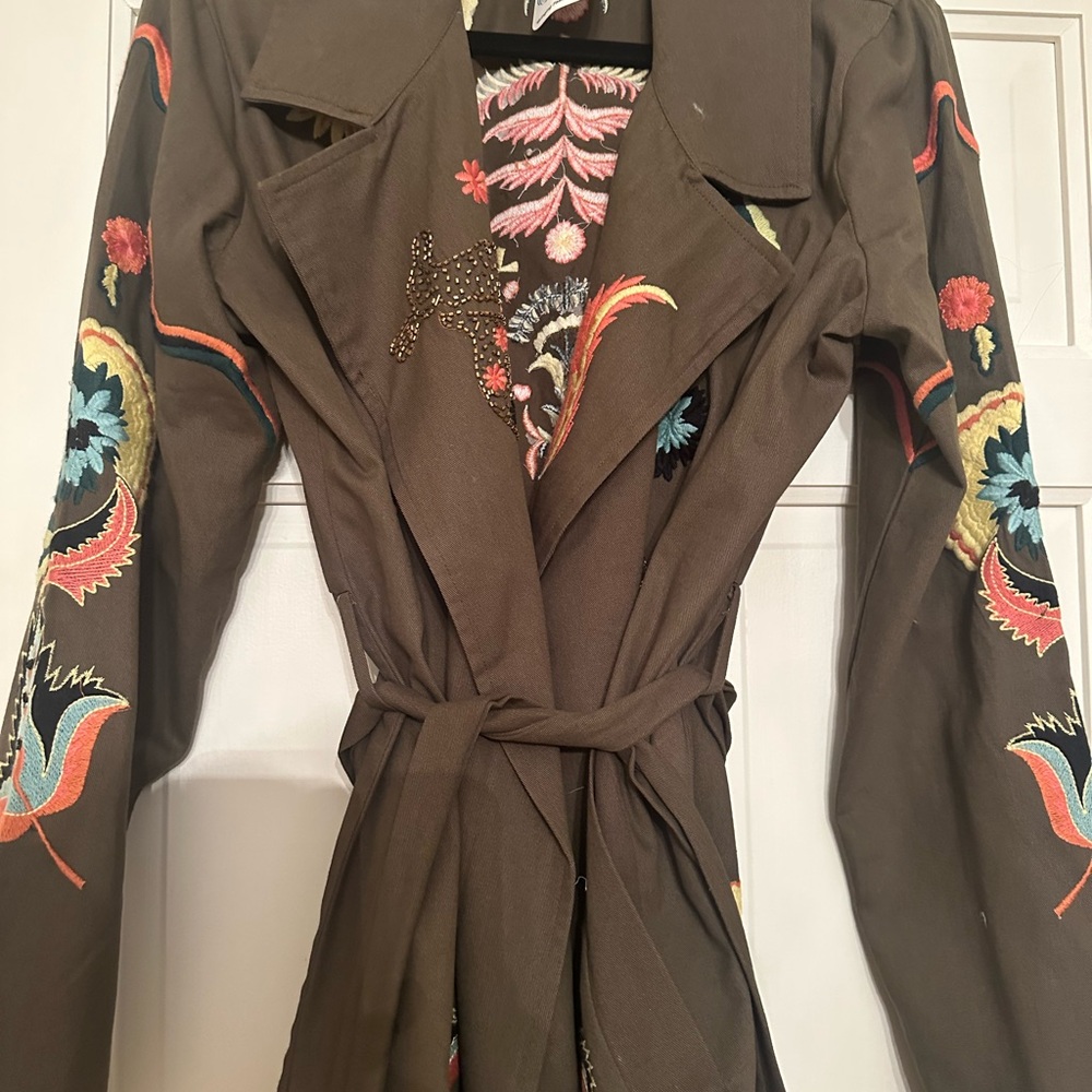 Aratta Brown Embroidered Jacket with Multicolor Accents